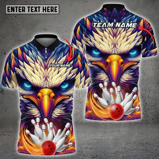 BlueJoses Bowling Eagle Color Premium Customized Name, Team Name 3D Shirt