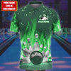 BlueJose Bowling Fire Multicolor Customized Name 3D Polo Shirt