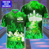 BlueJose Bowling Flame Pattern Multicolor Customized Name 3D Polo Shirt