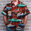 Bluejose Seamless Tribal Pattern, Custom Classic Car Photo Hawaiian Shirt, Summer Gift