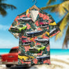 Bluejose Custom Classic Car Photo Hawaiian Shirt, Tropical Flower Pattern
