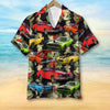 Custom Muscle Car Hawaiian Shirt, Seamless Floral Pattern