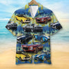 Custom Muscle Car Hawaiian Shirt, Seamless Tree Pattern