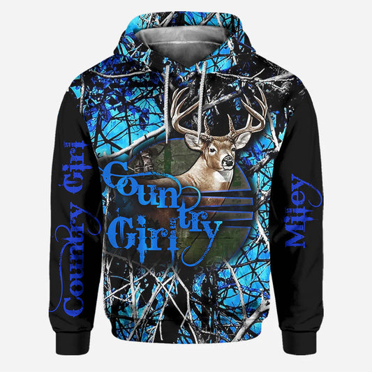 BlueJose Country Girl, Personalized Hunting All Over Shirt, Personalized 3D Hoodie For Hunting Lover
