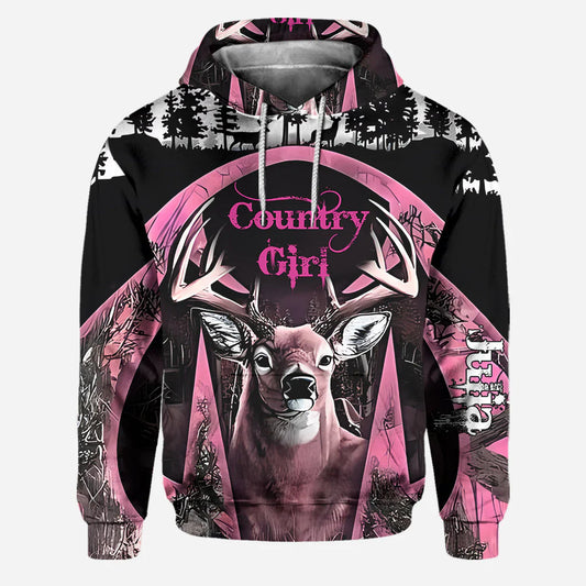 BlueJose Country Girl, Personalized Hunting All Over Shirt, Personalized 3D Hoodie For Hunting Lover