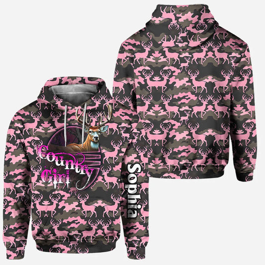 BlueJose Country Girl, Personalized Hunting All Over Shirt, Personalized 3D Hoodie For Hunting Lover