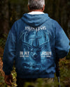 BlueJose I've Got Hunting In My Veins And Jesus In My Heart Blue Shirt, Personalized Hunting 3D Shirt
