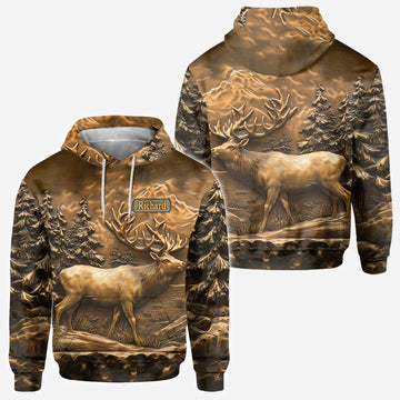 BlueJose Hunting Deer, Personalized Hunting All Over Shirt, Personalized 3D Hoodie For Hunting Lover