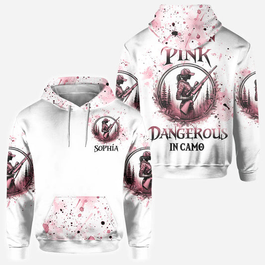 BlueJose Pretty in Pink, Personalized Hunting All Over Shirt, Personalized 3D Hoodie For Hunting Lover