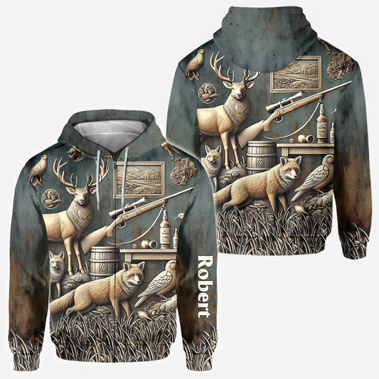 BlueJose Best Hunter Ever, Personalized Hunting All Over Shirt, Personalized 3D Hoodie For Hunting Lover