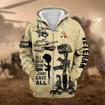 BlueJose Premium All Gave Some US Veteran Zip Hoodie