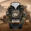 BlueJose Unique Camo Soldiers US Veteran Zip Hoodie