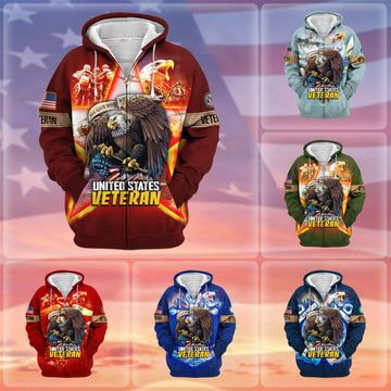 BlueJose Unique All Gave Some US Veteran Zip Hoodie