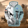 BlueJose Unique Proudly Served US Veteran Zip Hoodie
