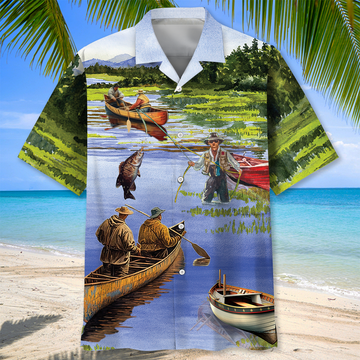 BlueJose Vintage Fishing Art Hawaiian Shirt