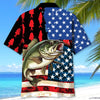 BlueJose Bass Fish USA Flag Hawaiian Shirt
