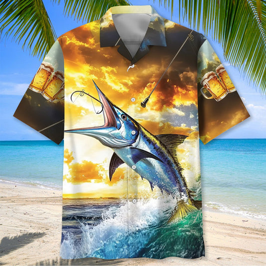 BlueJose Beer Drinker With A Fishing Problem Hawaiian Shirt