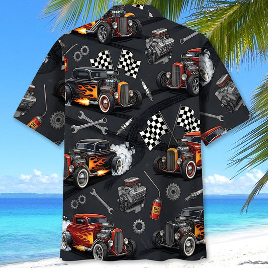 BlueJose Retro Hot Rod Hawaiian Shirt
