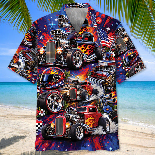 BlueJose Colorful Hot Rod Vintage Art Funny Hawaiian Shirt