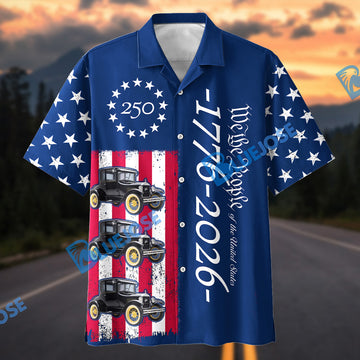 Bluejose Personalized 1927 Ford Model T Hawaiian Shirt – America 250 Patriotic Vintage Car Aloha Shirt