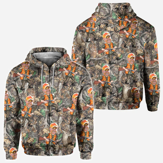 BlueJose Photo Inserted Hunter, Personalized Hunting All Over Shirt, Personalized 3D Hoodie For Hunting Lover