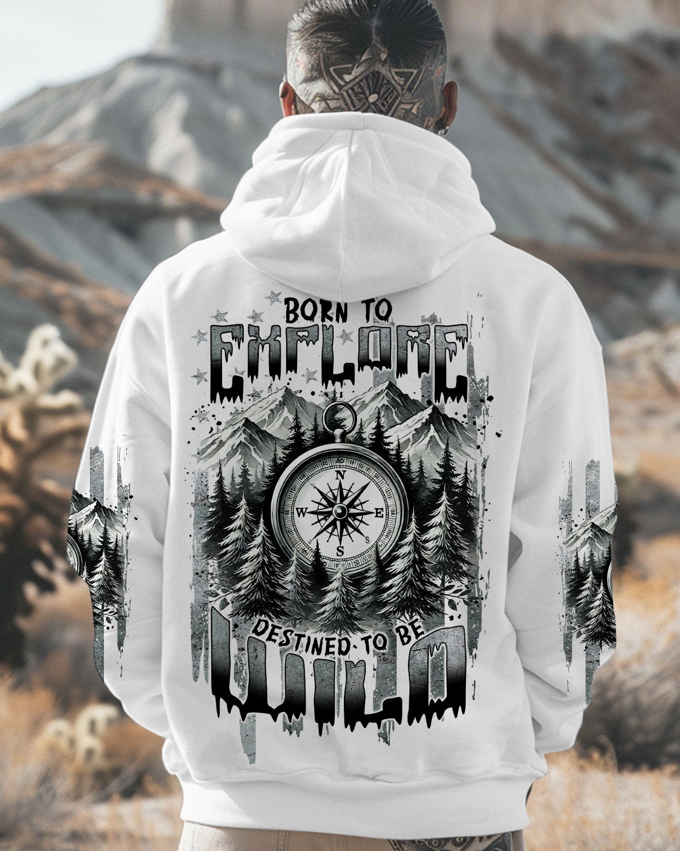 BORN TO EXPLORE DESTINED TO BE WILD COMPASS ALL OVER PRINT - TLNT1909242