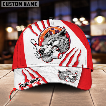 BlueJoses Bowling And Pins Wolf Strike Power Personalized Name Cap