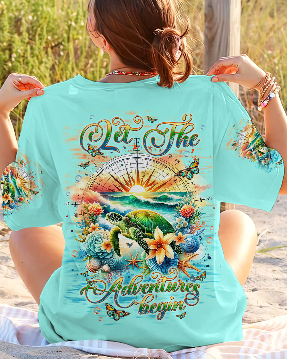 LET THE ADVENTURES BEGIN TURTLE COMPASS ALL OVER PRINT - TLNT1005246