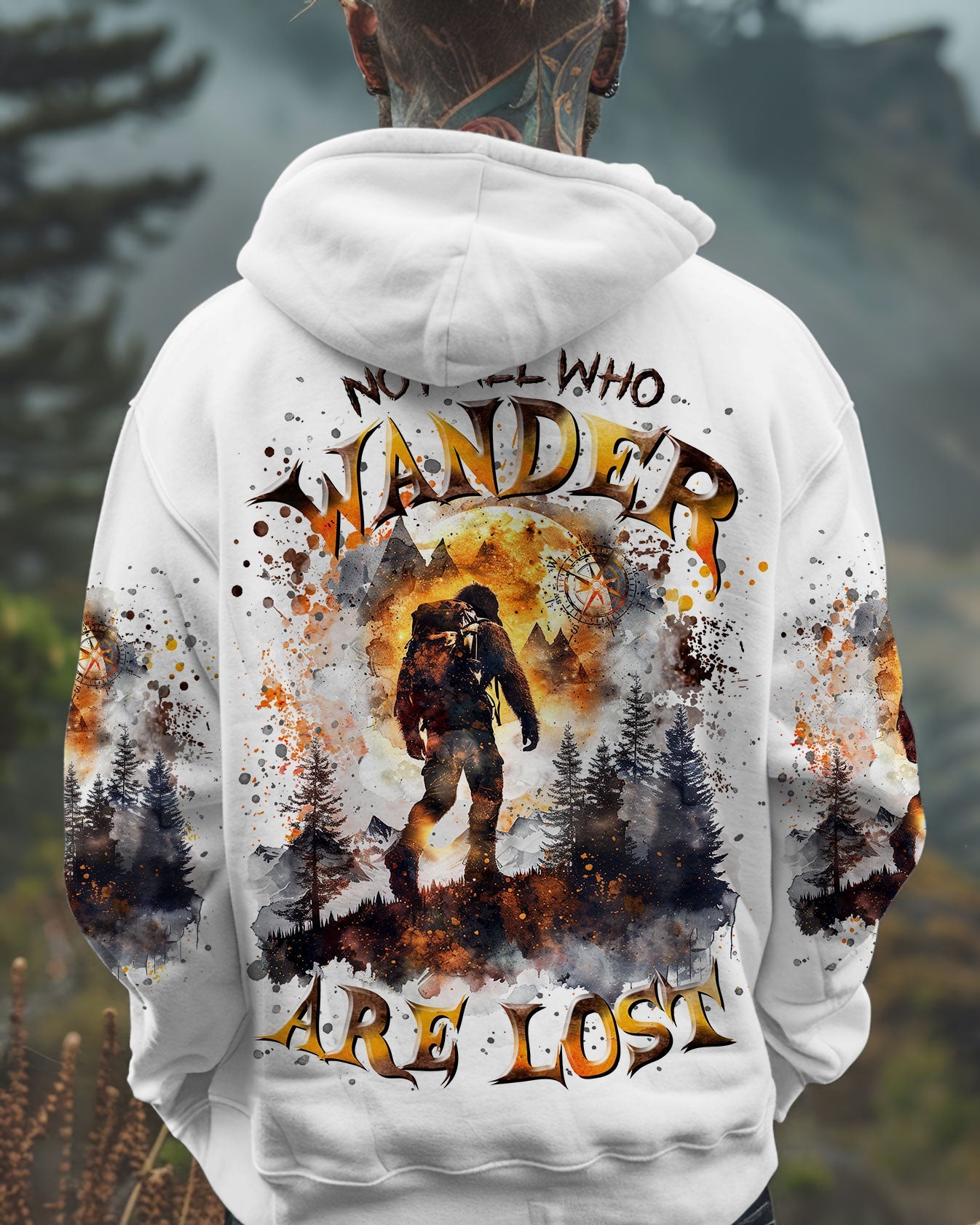 NOT ALL WHO WANDER ARE LOST BIGFOOT COMPASS ALL OVER PRINT - TLTR2409242