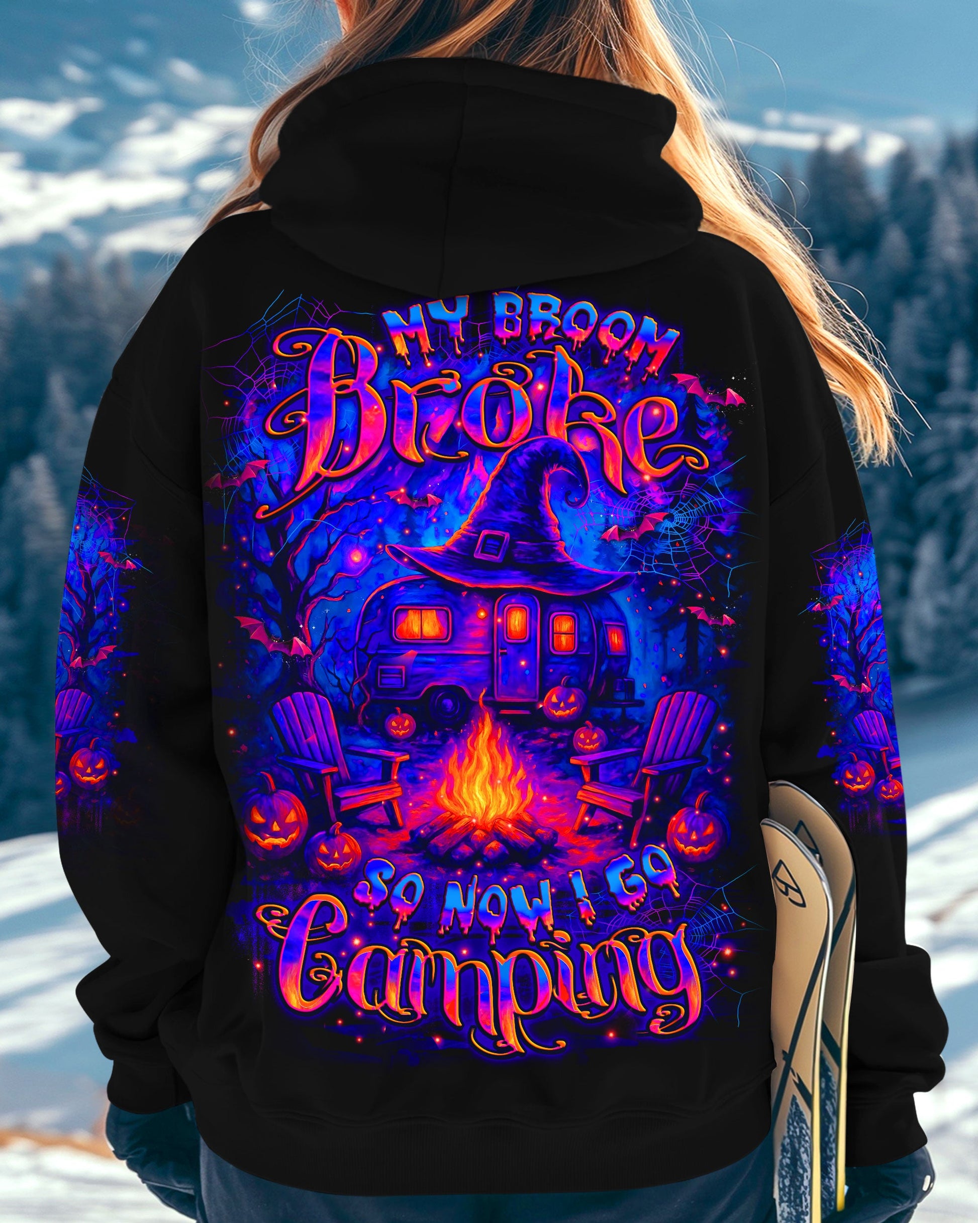 MY BROOM BROKE SO NOW HALLOWEEN CAMPING ALL OVER PRINT - YHLT0608251