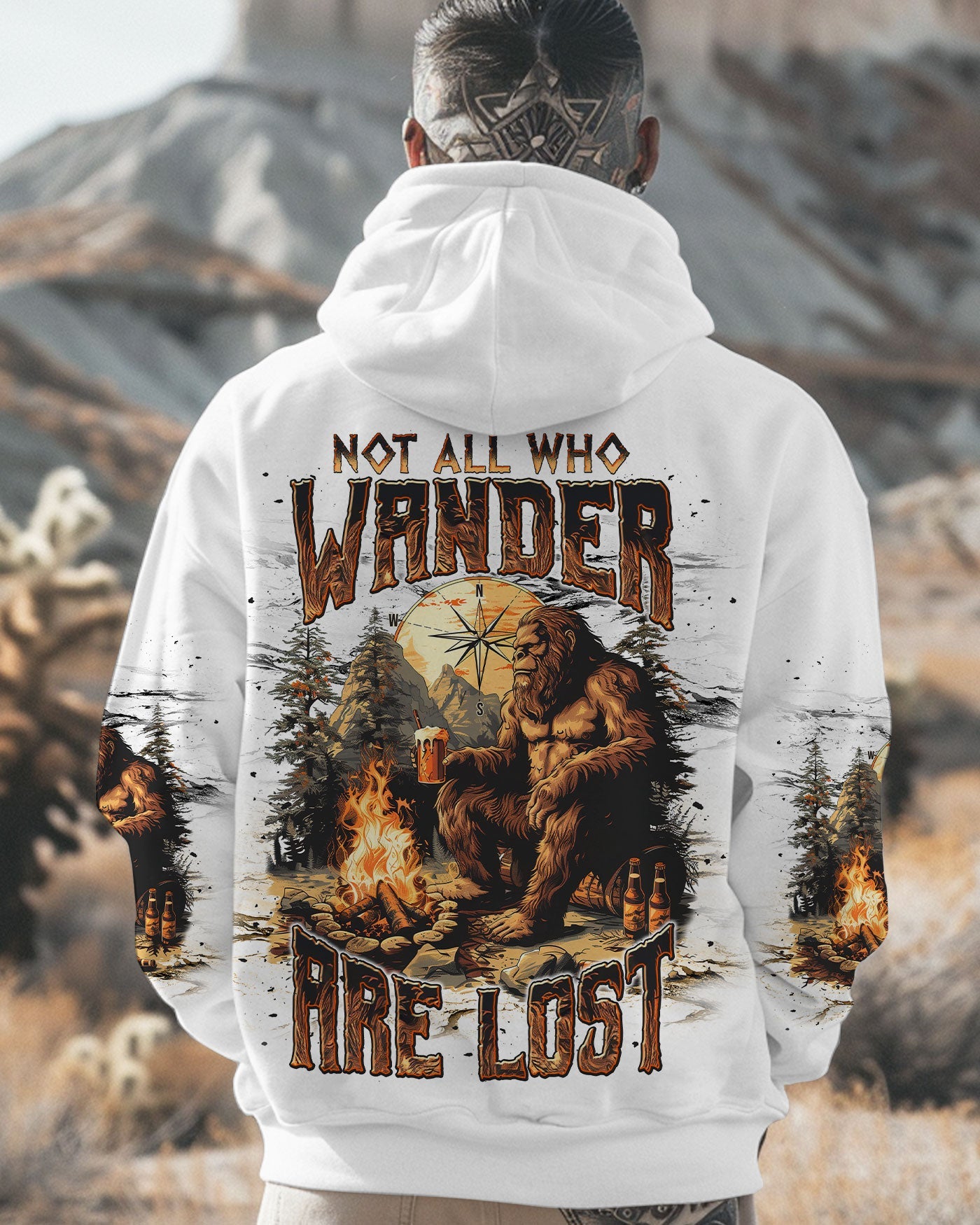 NOT ALL WHO WANDER ARE LOST BIGFOOT COMPASS ALL OVER PRINT - TLNT1410241