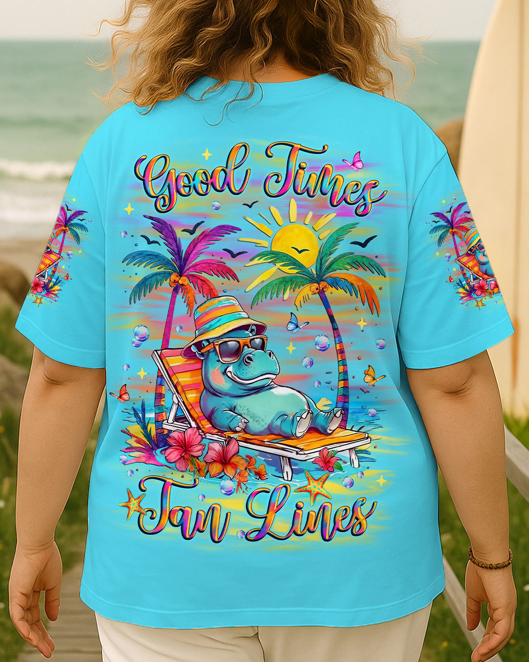 GOOD TIMES TAN LINES HIPPO ALL OVER PRINT - YHLT0907254
