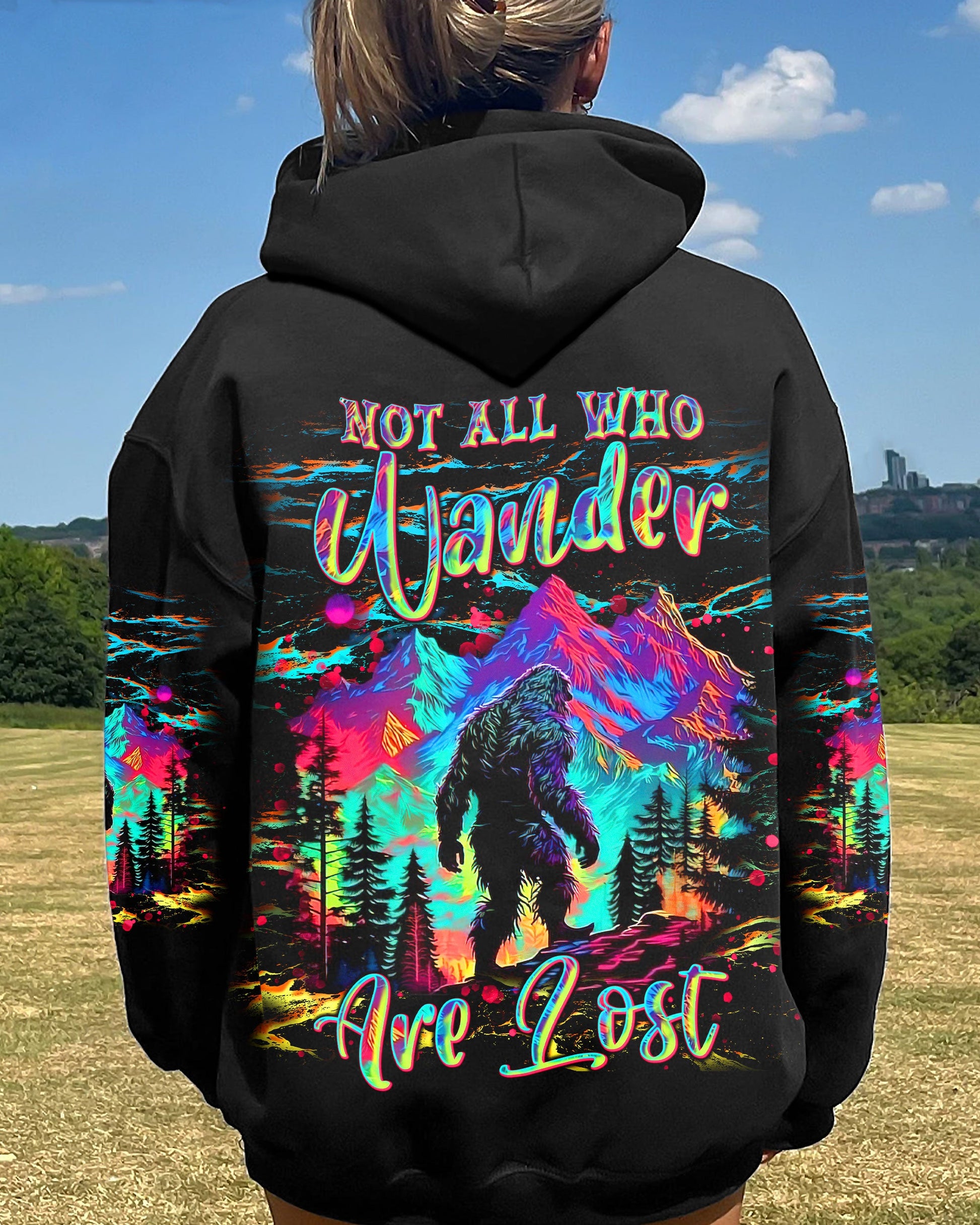 NOT ALL WHO WANDER ARE LOST BIGFOOT COLORFUL ALL OVER PRINT - TLNT2810241