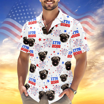 BlueJose Custom Dog Photo America 1776 - 2026 Hawaii Shirt