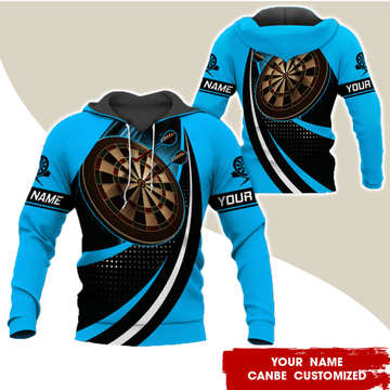 BlueJose Black Spot Pattern Customized Name Darts Hoodie