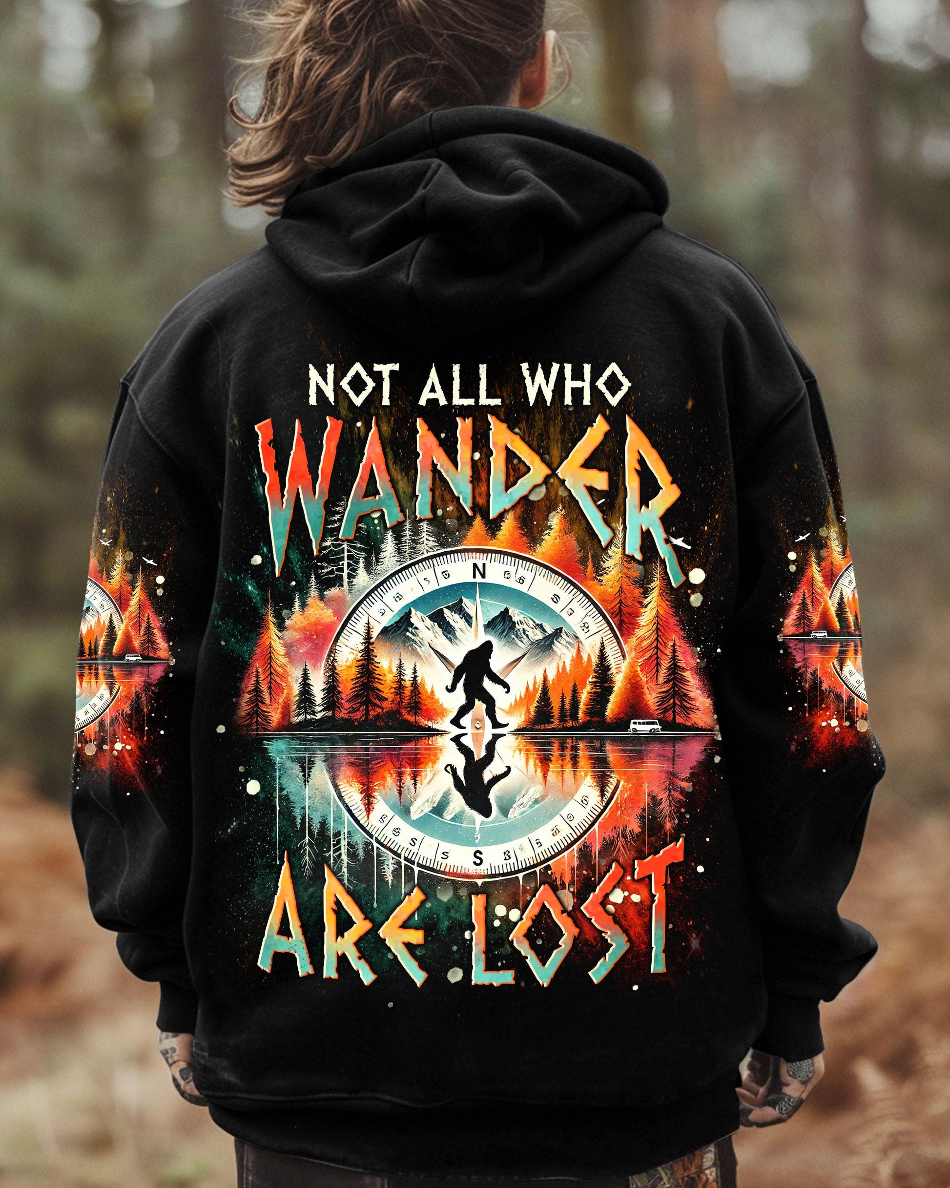 NOT ALL WHO WANDER ARE LOST BIGFOOT COMPASS ALL OVER PRINT - TLNT2201252