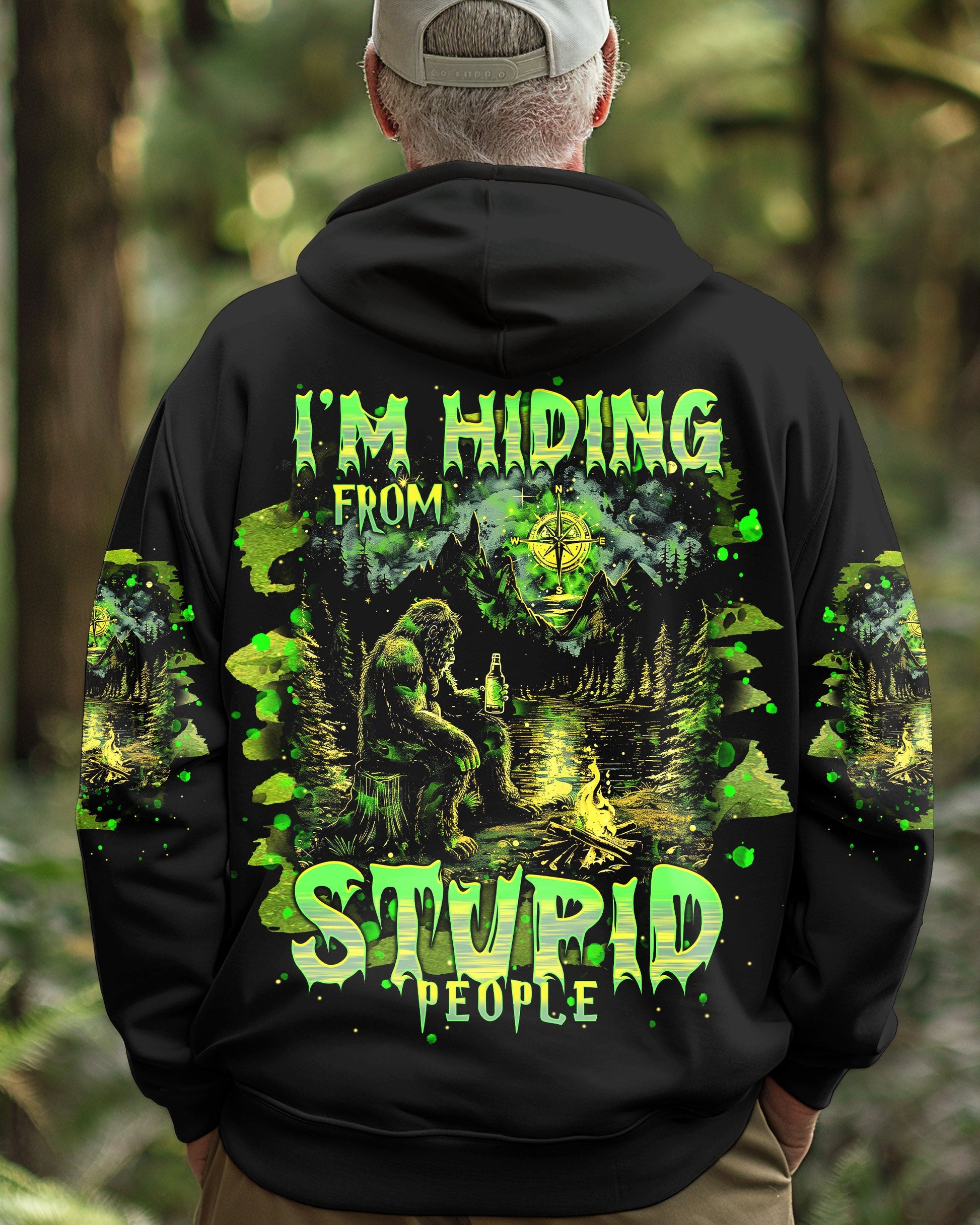 I'M HIDING FROM STUPID PEOPLE BIGFOOT ALL OVER PRINT - TLNT2802251