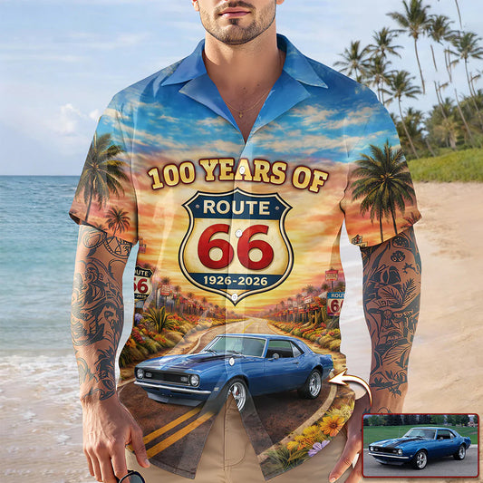 BlueJose Custom Photo 100 Years of Route 66 Mother of Road Hawaii Shirt Car Lovers Gift