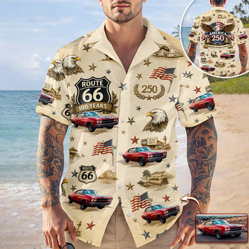 BlueJose Celebrating Route 66 100 Years - America 250th Anniversary Hawaii Shirt