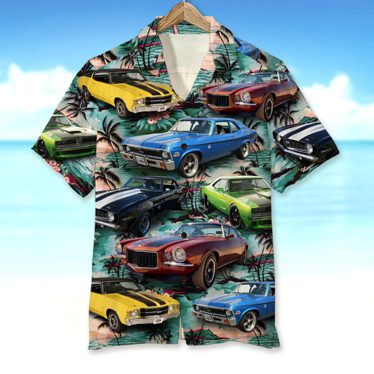 Custom Muscle Car Hawaiian Shirt, Hawaii Beach Patten