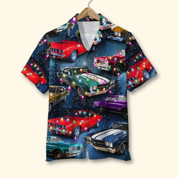 Custom Christmas Muscle Car Hawaiian Shirt, Gift For Car Lovers