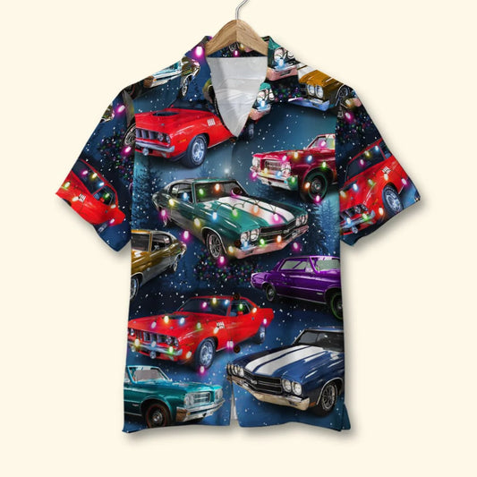 Custom Christmas Muscle Car Hawaiian Shirt, Gift For Car Lovers