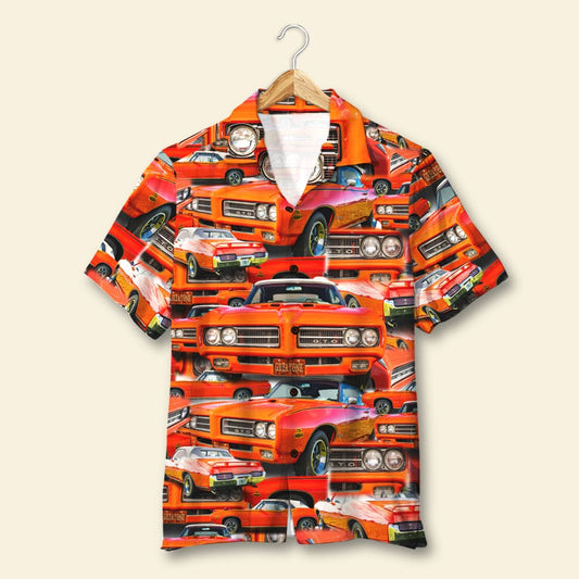Custom Muscle Car Photo Hawaiian Shirt, Seamless Car Pattern, Summer Gift