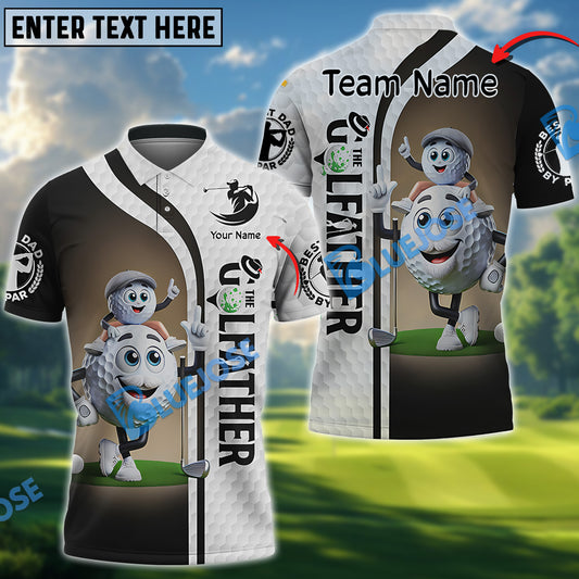 BlueJose The Golfather Funny Golf Polo Shirt, Custom Name & Team Name 3D Shirts