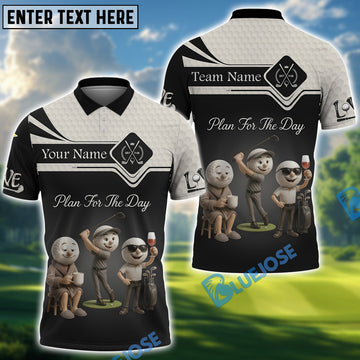 BlueJose Plan For The Day Golf Polo Shirt, Custom Name & Team Name 3D Shirts