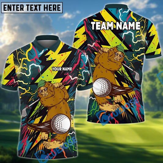 BlueJose Graffiti Swing Golf Polo Shirt, Custom Name & Team Name Golf 3D Shirts