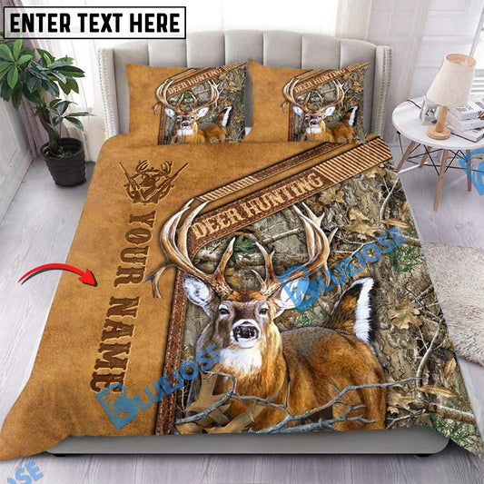 Bluejose Deer Hunting Leather Pattern Bedding Set 3D All Over Printed