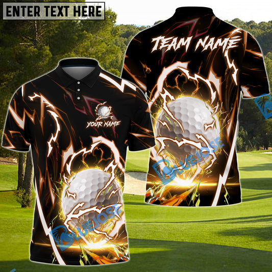 BlueJose Thunder Strike Golf Polo Shirt, Customized Name & Team Name 3D Shirts (4 Colors)