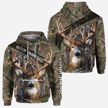 BlueJose Deer Hunting Camo, Personalized All Over Hoodie, Personalized 3D Hoodie For Hunting Lover