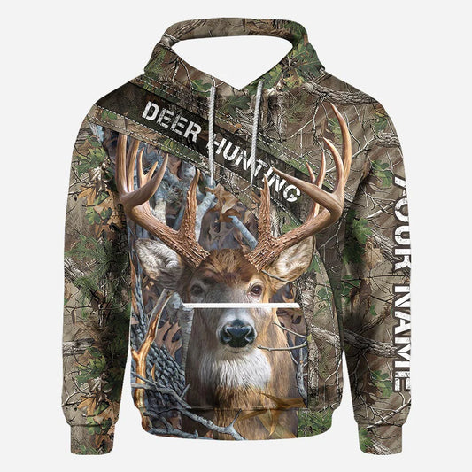 BlueJose Deer Hunting Camo, Personalized All Over Hoodie, Personalized 3D Hoodie For Hunting Lover